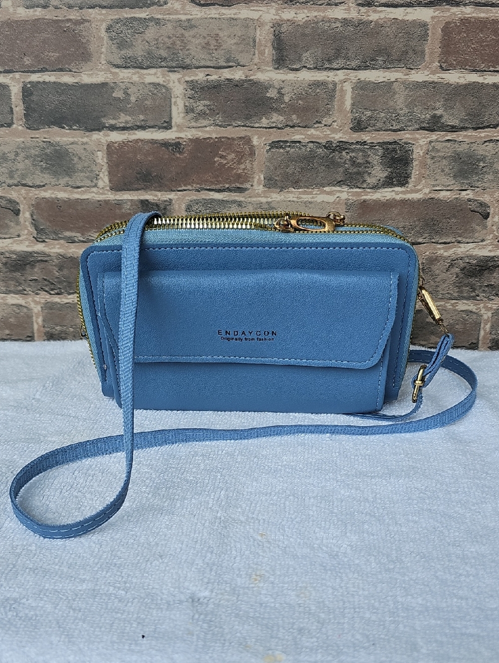 Blue Zip-Around Women's Wallet with Front Pocket